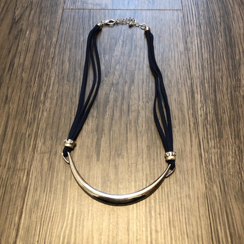 Leather necklace with silver accents